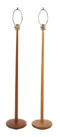 A Pair of Danish Modern Bleached Oak Floor Lamps