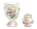 A Coalport Coalbrookdale Porcelain Vase and Flower Frog