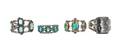 A Group of Four Southwestern Silver Turquoise and Stone Bracelets