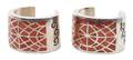 A Pair of Navajo Hollow Silver Spondylus Coral Cuff Bracelets J Begay