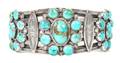 A Silver and Turquoise Cluster Bracelet