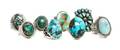 Eight Southwestern Silver and Turquoise Rings
