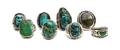 Eight Southwestern Silver and Turquoise Rings