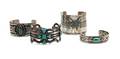 Four Silver and Turquoise Bracelets