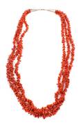 A Southwestern Triple Strand Branch Coral Necklace