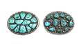 Two Southwestern Silver and Turquoise Belt Buckles