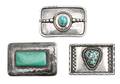 Three Southwestern Turquoise and Silver Belt Buckles