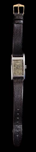 A Staybright Steel Rectangular Case Wristwatch Patek Philippe