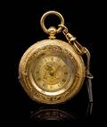 An 18 Karat Yellow Gold Key Wound Open Face Pocket Watch