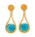 A Pair of 18 Karat Yellow Gold Blue Zircon and Spessartite Garnet Earrings