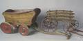 Two doll wagons to include a carved and painted wagon