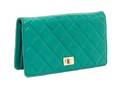 A Chanel Emerald Quilted Calfskin Leather Wallet