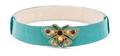 A Judith Leiber Teal Leather Butterfly Belt