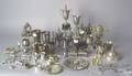 Group of silver plated and pewter table articles