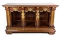 A Continental Empire Style Mahogany and Carved Giltwood Console Table