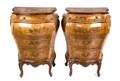 A Pair of Italian Parquetry and Burlwood Bombe Side Cabinets