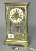 Victorian brass and glass mantel clock