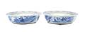 A Pair of Chinese Export Blue and White Porcelain Footed Bowls