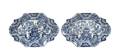 A Pair of Chinese Export Blue and White Shaped Platters