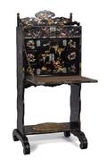 A Japanese Black and Gilt Lacquer MotherofPearl Inlaid Writing Desk