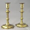 Pair of Georgian brass candlesticks mid 18th c