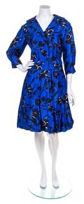 An Oscar de la Renta Royal Blue Floral Skirt Ensemble