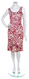An Oscar de la Renta Red and White Cotton Dress