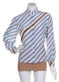 A Louis Feraud Ivory and Blue Silk Striped Blouse