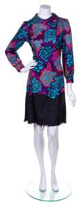 An Yves Saint Laurent Silk Multicolor Print Dress