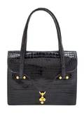 An Hermes Navy Crocodile Double Handle Handbag