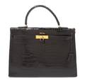 An Hermes 34cm Black Porosus Crocodile Kelly Handbag
