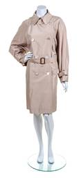 An Hermes Khaki Double Breasted Trench Coat