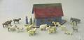 Miniature polychromed wood and wallpaper Noahs Ark