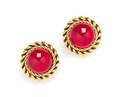 A Pair of Chanel Red Glass Earclips