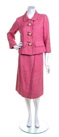 A Balenciaga Pink Wool Skirt Suit