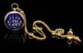 A Yellow Gold Enamel Diamond and Seed Pearl Hunter Case Pendant Watch French