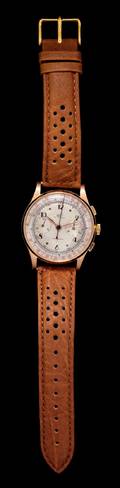 An 18 Karat Rose Gold Chronograph Lantern Wristwatch Capt  Co