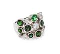 A White Gold Green Tourmaline and Diamond Ring