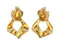 A Pair of 18 Karat Yellow Gold Citrine Diamond and Glass Pendant Earclips