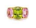 An 18 Karat Yellow Gold Peridot and Pink Tourmaline Three Stone Ring Verdura