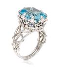 A Platinum Aquamarine Diamond and Sapphire Coronet Ring Verdura