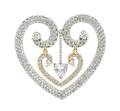 An 18 Karat White Gold Yellow Gold and Diamond Heart Motif Slide Pendant