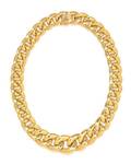 A 14 Karat Yellow Gold Graduated Flat Curb Link Chain Necklace
