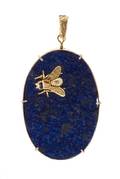 An 18 Karat Yellow Gold Lapis Lazuli and Sapphire Pendant Hammerman Brothers