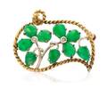 A Yellow Gold Jade and Diamond Brooch
