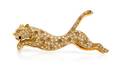 An 18 Karat Yellow Gold Diamond and Fancy Colored Diamond Panther Brooch