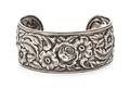 A Vintage Sterling Silver Floral Motif Repousse Cuff Bracelet S Kirk  Son