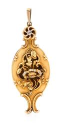 A Yellow Gold and Diamond Floral Motif Pendant