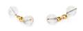 A Pair of 18 Karat Yellow Gold and Rock Crystal Cufflinks Italy
