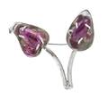 A Sterling Silver and Amethyst Leaf Motfi Brooch Mexico